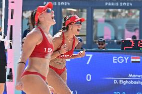 Paris 2024 - Women’s Beach Volleyball Spain v Egypt