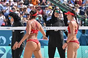 Paris 2024 - Women’s Beach Volleyball Spain v Egypt