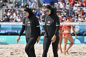 Paris 2024 - Women’s Beach Volleyball Spain v Egypt