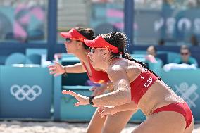 Paris 2024 - Women’s Beach Volleyball Spain v Egypt