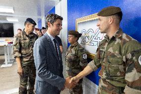 Gabriel Attal visits the Alain Mimoun military camp - Paris