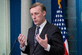 Jake Sullivan, U.S. National Security Advisor, speaks to the press at White House