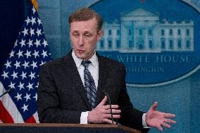 Jake Sullivan, U.S. National Security Advisor, speaks to the press at White House