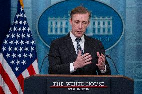 Jake Sullivan, U.S. National Security Advisor, speaks to the press at White House