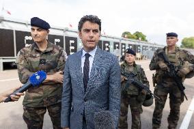 Gabriel Attal visits the Alain Mimoun military camp - Paris