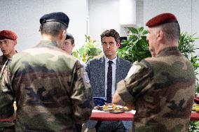 Gabriel Attal visits the Alain Mimoun military camp - Paris