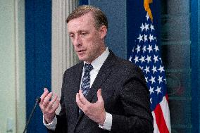 Jake Sullivan, U.S. National Security Advisor, speaks to the press at White House