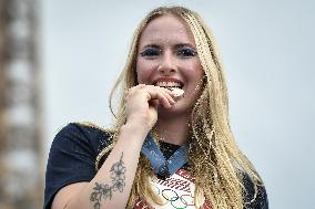 Paris 2024 - Fans welcome medalists at the Parc des Champions in Paris FA
