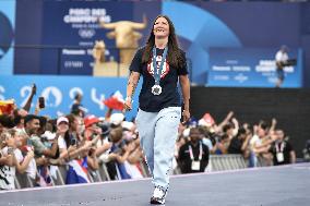 Paris 2024 - Fans welcome medalists at the Parc des Champions in Paris FA