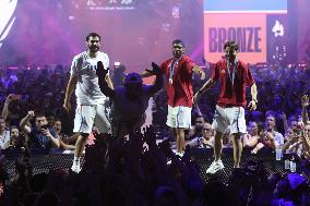 Apithy, Patrice, Pianfetti And Patrice Celebrate His Bronze Medal At Club France