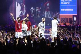 Apithy, Patrice, Pianfetti And Patrice Celebrate His Bronze Medal At Club France