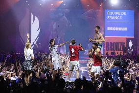 Apithy, Patrice, Pianfetti And Patrice Celebrate His Bronze Medal At Club France