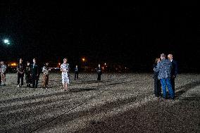 U.S. President Joe Biden and Vice President Harris greet hostages at Joint Base Andrews