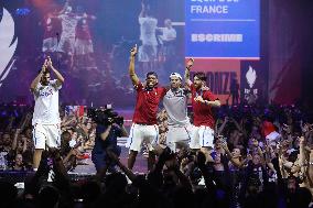 Apithy, Patrice, Pianfetti And Patrice Celebrate His Bronze Medal At Club France