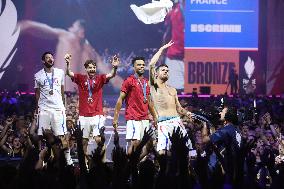 Apithy, Patrice, Pianfetti And Patrice Celebrate His Bronze Medal At Club France