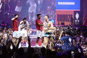 Apithy, Patrice, Pianfetti And Patrice Celebrate His Bronze Medal At Club France