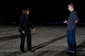 U.S. President Joe Biden and Vice President Harris greet hostages at Joint Base Andrews