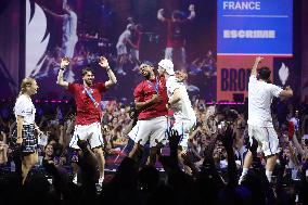 Apithy, Patrice, Pianfetti And Patrice Celebrate His Bronze Medal At Club France