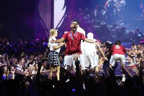 Apithy, Patrice, Pianfetti And Patrice Celebrate His Bronze Medal At Club France