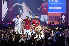 Apithy, Patrice, Pianfetti And Patrice Celebrate His Bronze Medal At Club France