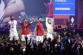 Apithy, Patrice, Pianfetti And Patrice Celebrate His Bronze Medal At Club France