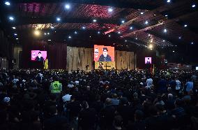 Hezbollah Fighters and Mourners Attend Funeral of Top Commander Fuad Shukr in Beirut