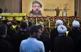 Hezbollah Fighters and Mourners Attend Funeral of Top Commander Fuad Shukr in Beirut