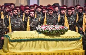 Hezbollah Fighters and Mourners Attend Funeral of Top Commander Fuad Shukr in Beirut