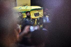 Hezbollah Fighters and Mourners Attend Funeral of Top Commander Fuad Shukr in Beirut