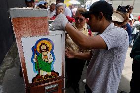 Relics Of St. Jude Thaddeus Arrive At San Hipólito Church In Mexico City