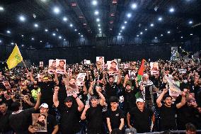 Hezbollah Fighters and Mourners Attend Funeral of Top Commander Fuad Shukr in Beirut