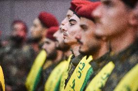 Hezbollah Fighters and Mourners Attend Funeral of Top Commander Fuad Shukr in Beirut