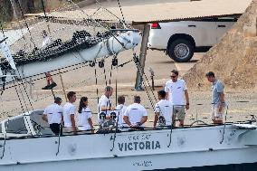 King Felipe During His Visit To A Catamaran - Porto Pi