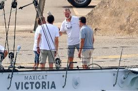 King Felipe During His Visit To A Catamaran - Porto Pi