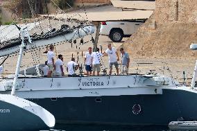 King Felipe During His Visit To A Catamaran - Porto Pi