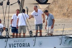 King Felipe During His Visit To A Catamaran - Porto Pi