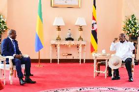 UGANDA-ENTEBBE-GABON-TRANSITIONAL PRESIDENT-VISIT