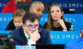 Paris 2024 - Tony Parker And Alize Lim At Judo Event