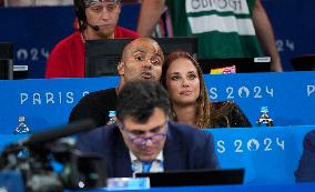 Paris 2024 - Tony Parker And Alize Lim At Judo Event