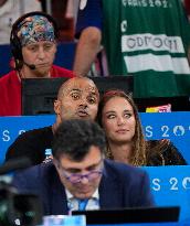 Paris 2024 - Tony Parker And Alize Lim At Judo Event