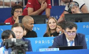 Paris 2024 - Tony Parker And Alize Lim At Judo Event