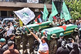 Members of the Palestinian Joint Action Committee Hold Rally and Symbolic Funeral for Late Hamas Leader Ismail Haniyeh In Beirut