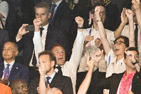 Paris 2024 - Macron Celebrates With VIPs In The Stands