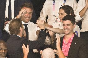 Paris 2024 - Macron Celebrates With VIPs In The Stands