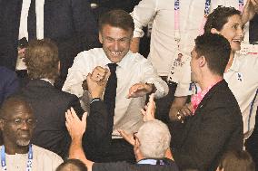 Paris 2024 - Macron Celebrates With VIPs In The Stands