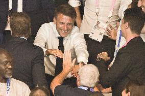 Paris 2024 - Macron Celebrates With VIPs In The Stands