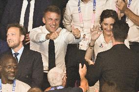 Paris 2024 - Macron Celebrates With VIPs In The Stands