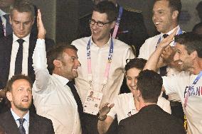 Paris 2024 - Macron Celebrates With VIPs In The Stands