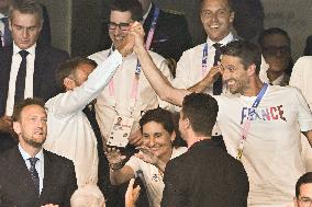 Paris 2024 - Macron Celebrates With VIPs In The Stands