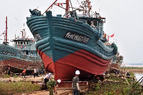 A Fishing Boat Repair Factory in Qingdao